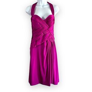 Tadashi Shoji fuchsia halter cocktail dress, size medium
